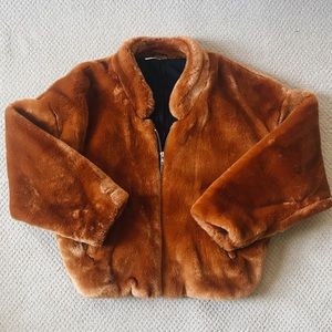 Free People Terra-cotta Fur Bomber